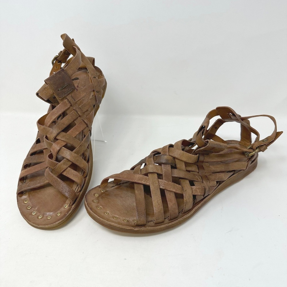 A.S.98 Ralston Gladiator Leather Sandals Camel Size‎ 41